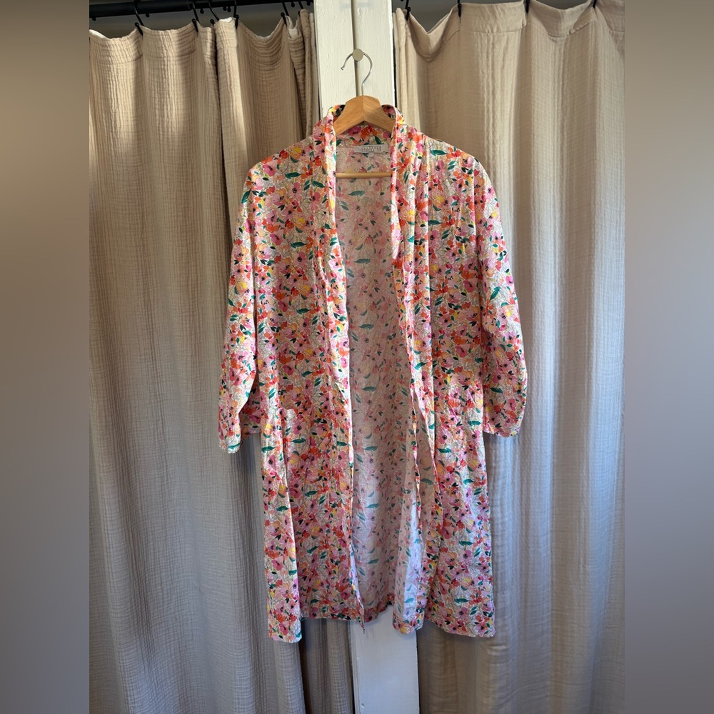 Laurence Tavernier 100% Cotton Floral Kimono Robe- Large